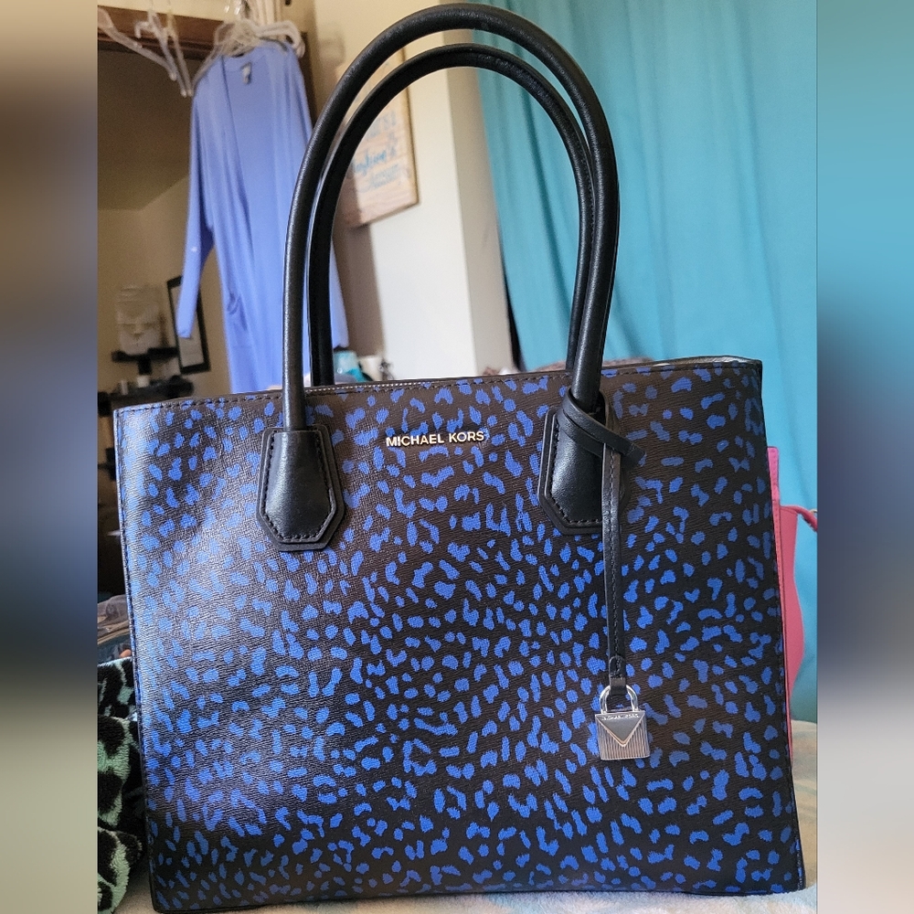 Michael Kors Mercer Leopard Leather Tote Bag